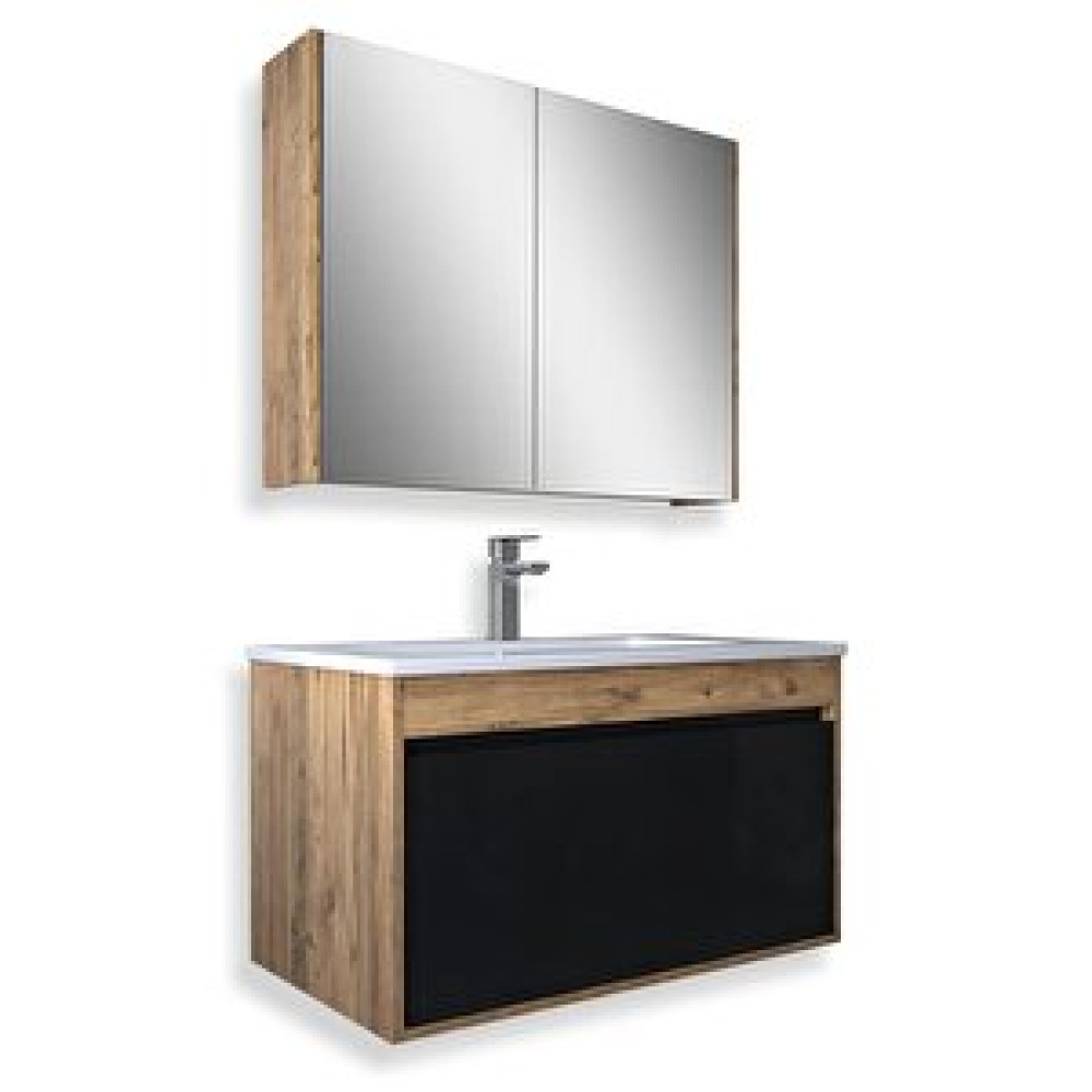 Teta Home Mersin 65 Cm Mdf Banyo Dolabı Seti Atlantik Çam - Siyah Banyo Dolabı / Mobilyası Fiyatı