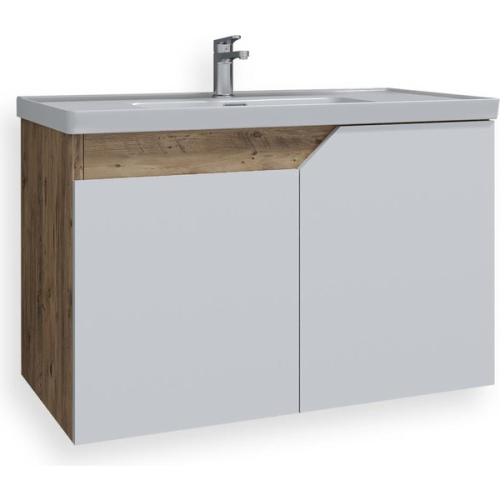 Teta Home Napoli 65 Cm Mdf Banyo Lavabolu Alt Dolap - Parlak Beyaz - Atlantik Çam Banyo Dolabı / Mobilyası Fiyatı