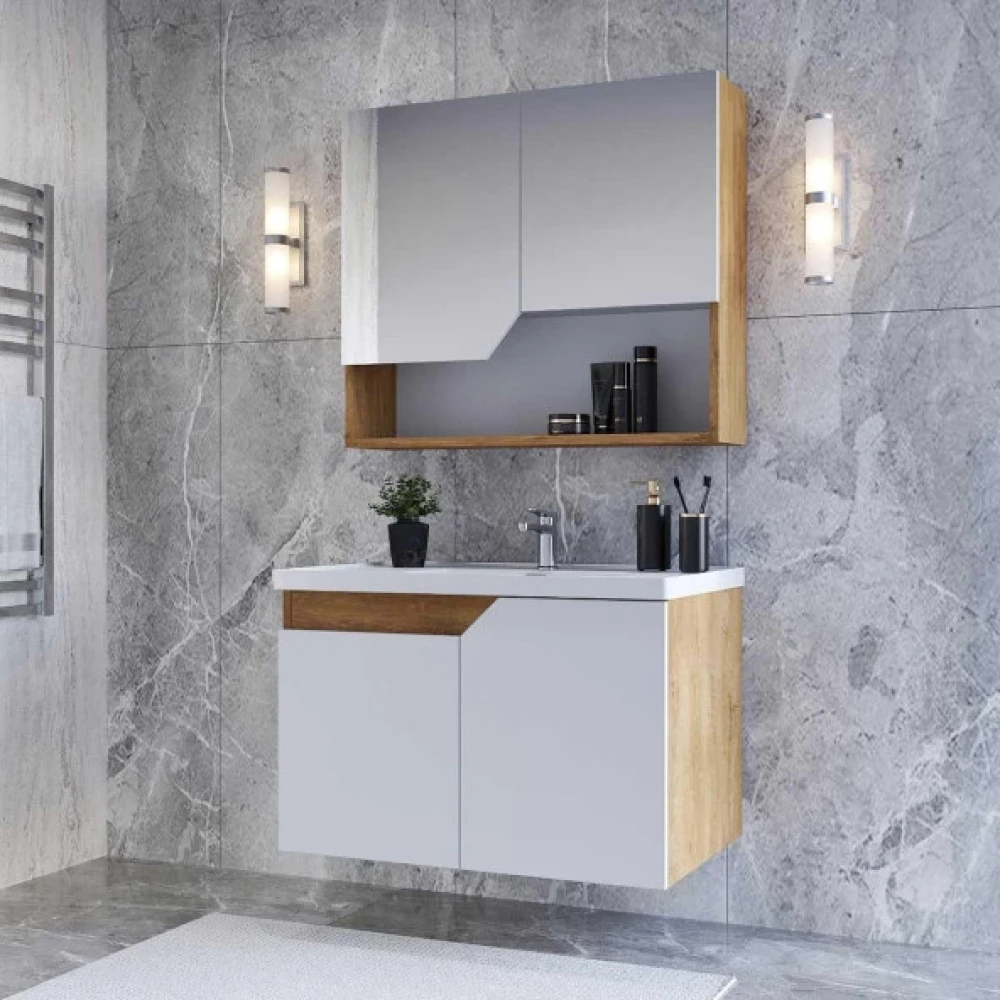 Teta Home Napoli 80 Cm Mdf Banyo Dolabi Seti Kafkas Mese-Beyaz Banyo Dolabı / Mobilyası Fiyatı