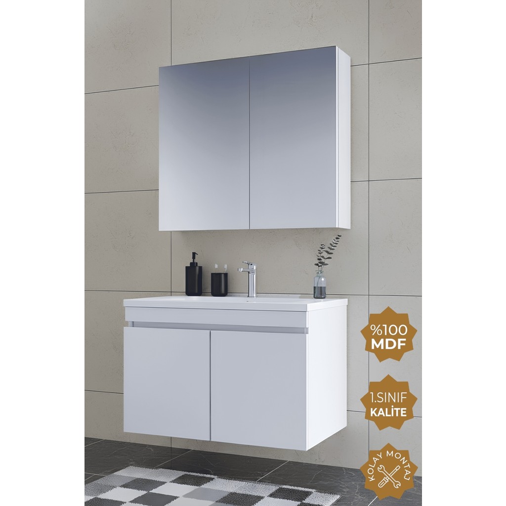 Teta Home Tokyo 65CM Mdf Banyo Dolabı Seti - Beyaz Banyo Dolabı / Mobilyası Fiyatı