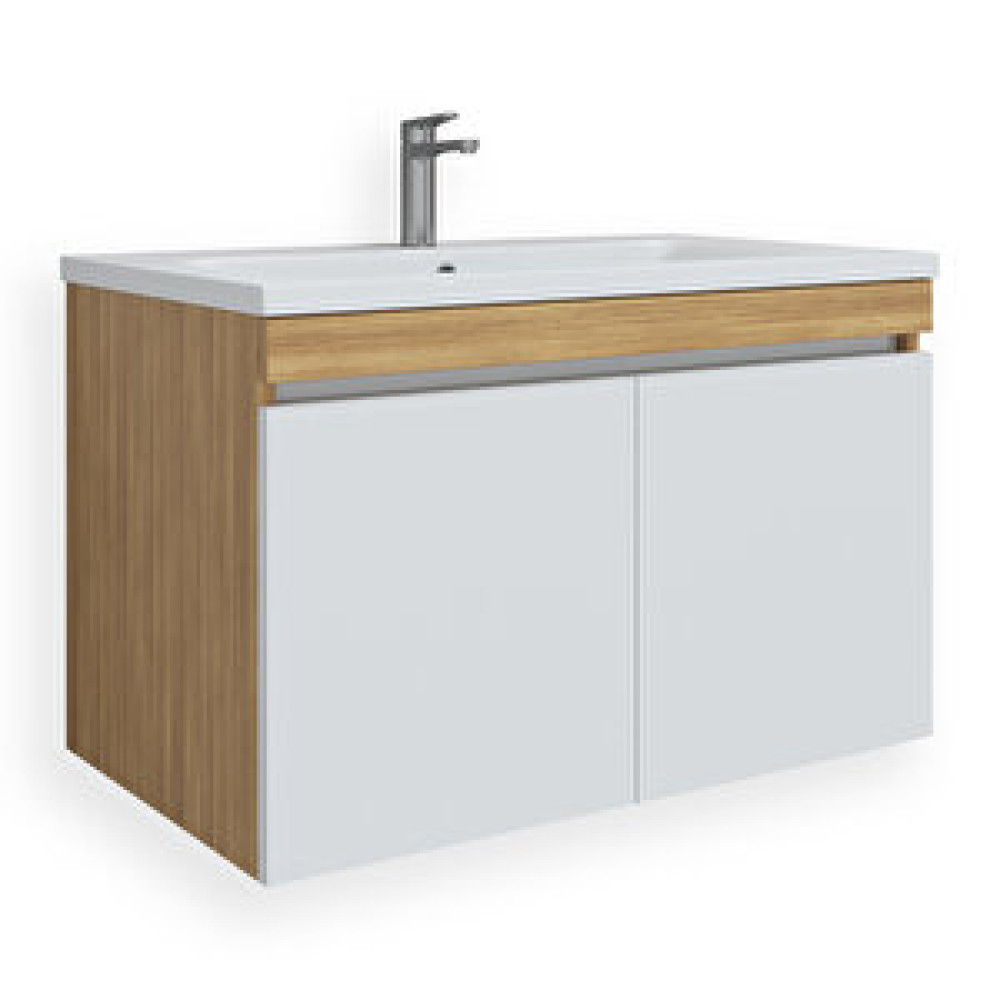 Teta Home Tokyo 80 Cm Mdf Banyo Lavabolu Alt Dolap Teak-Beyaz Banyo Dolabı / Mobilyası Fiyatı
