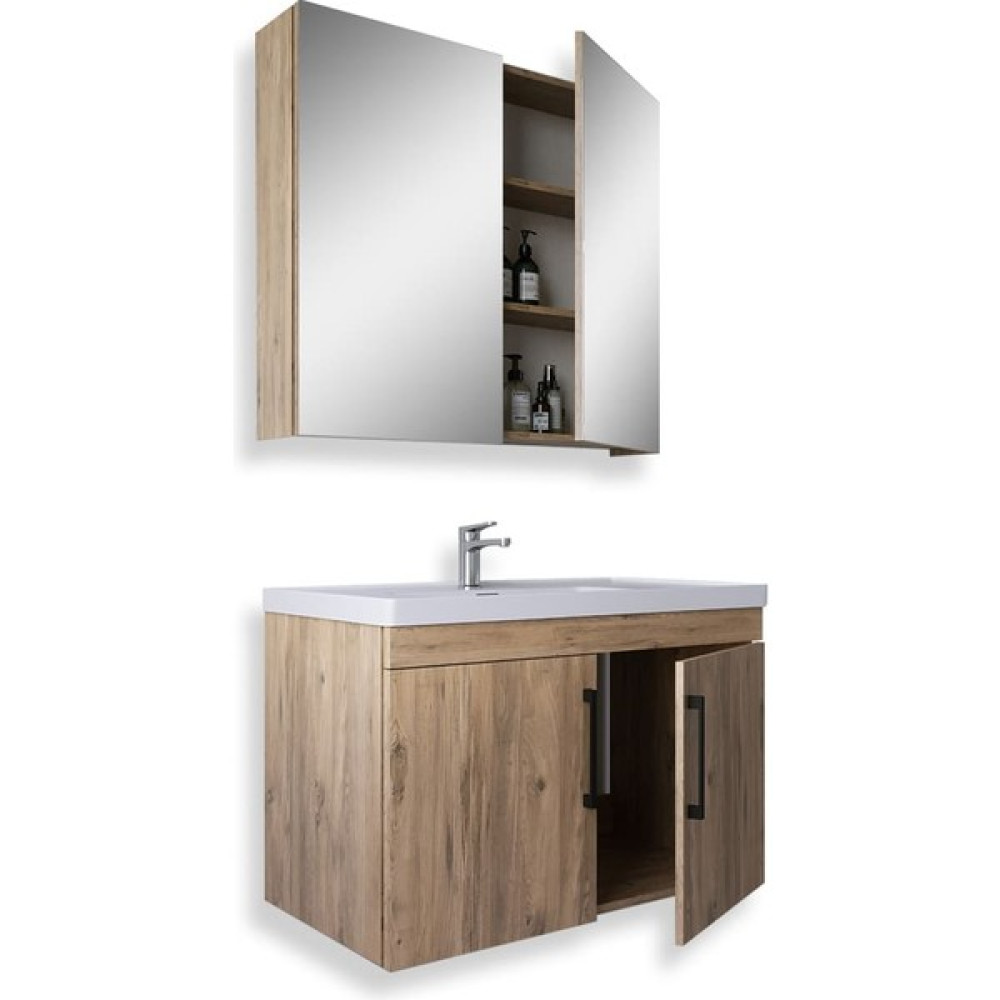 Teta Home Yalova 65 Cm Mdf Banyo Dolabı Seti - Kafkas Meşe Banyo Dolabı / Mobilyası Fiyatı