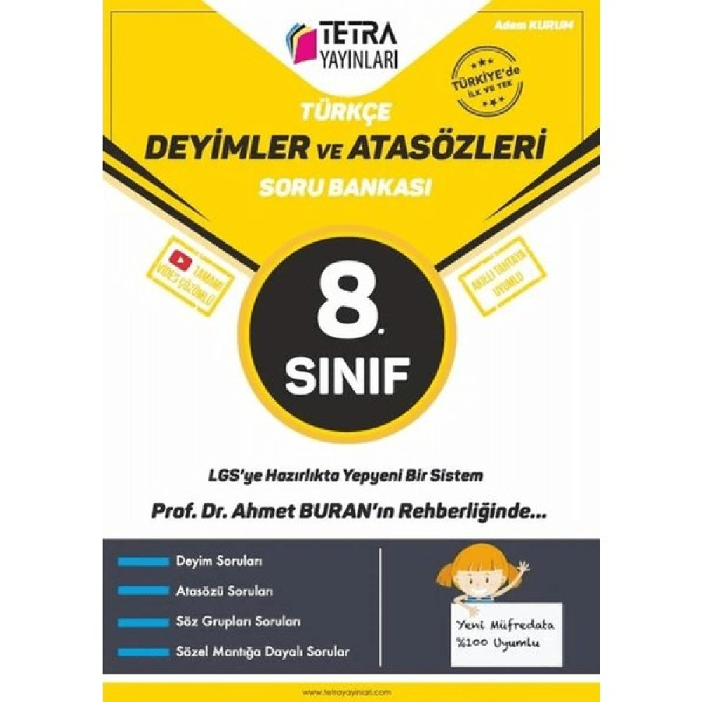 Tetra Yayınları 8. Sınıf Türkçe Deyimler ve Atasözleri Soru Bankası - Adem Kurum Ders Sınav Kitapları Fiyatı