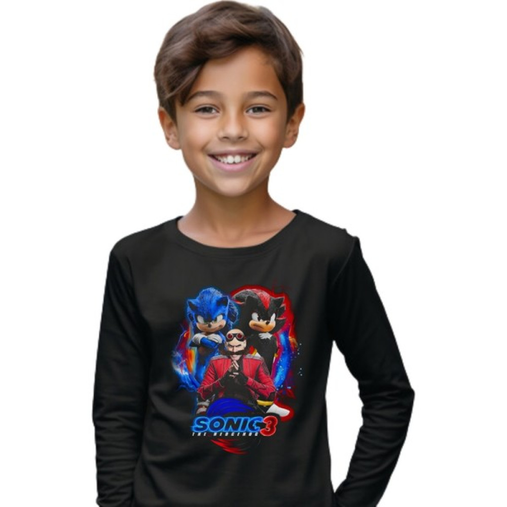 Texclusive Sonic Tshirt The Hedgehog Uzun Kol Çocuk Tişört Siyah Erkek Çocuk T-shirt Fiyatı