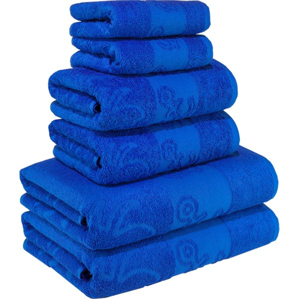 Textile Colors Deniz Kızı Desenli %100 Pamuk Banyo Havlu Seti 6 Adet, 2 Banyo Havlusu, 2 El Havlusu, ve 2 Yüz Havlusu, -Elegance- Mavi - 70 x 140 cm Banyo Havlusu Fiyatı