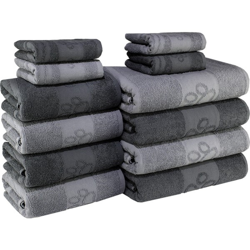 Textile Colors Kedi Desenli Pamuk Banyo Havlu Seti 12 Adet, 4 Banyo Havlusu, 4 El Havlusu, ve 4 Yüz Havlusu, -Comfort- Coolgri7, COOLGRI11, Banyo Havlusu Fiyatı