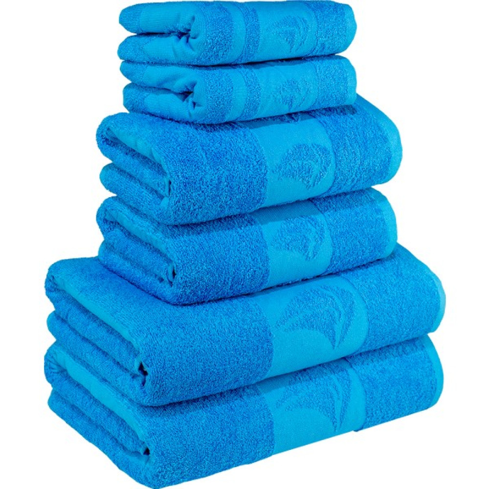 Textile Colors Yelken Desenli %100 Pamuk Banyo Havlu Seti 6 Adet, 2 Banyo Havlusu, 2 El Havlusu, ve 4 Yüz Havlusu, -Elegance- Mavi, - 70 x 140 cm Banyo Havlusu Fiyatı