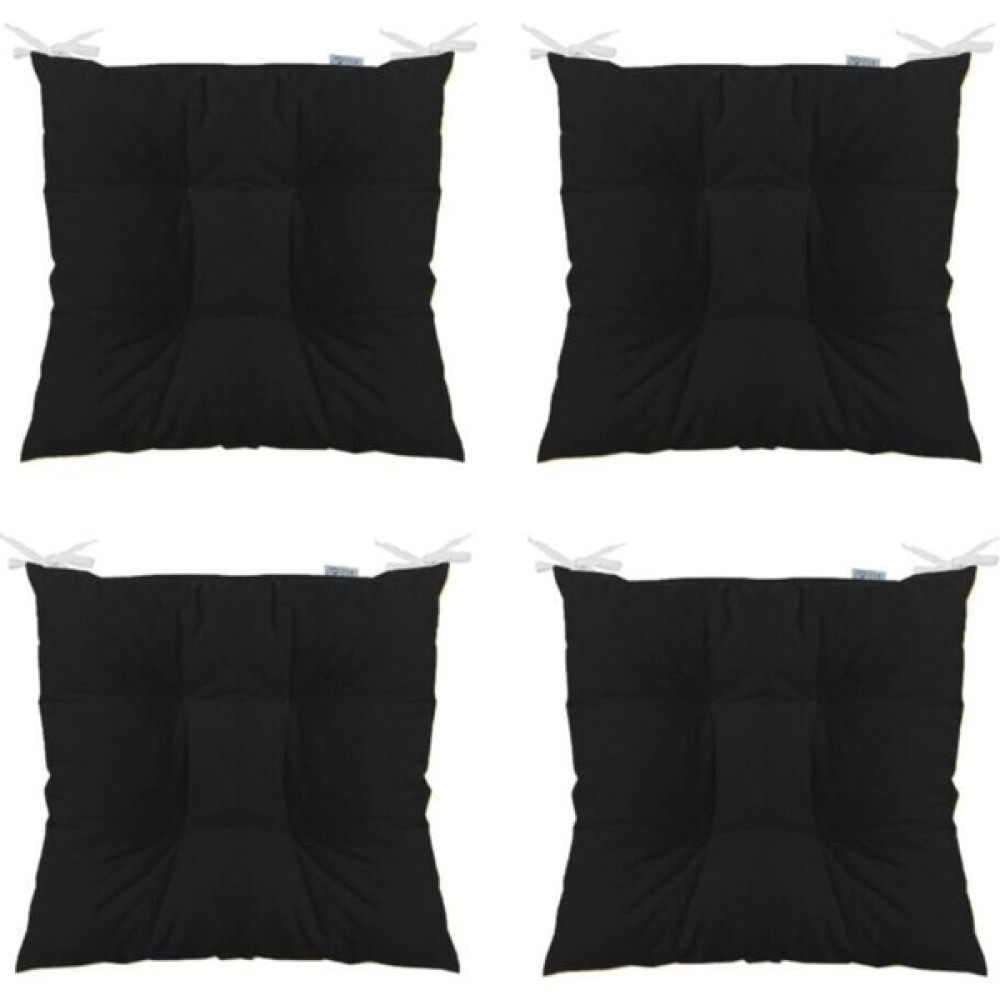 Tezkotekstil Uvs Consept 4'lü Kombin Pofidik Kare Sandalye Minderi 40 x 40 cm Siyah Masa - Sandalye & Tabure Fiyatı