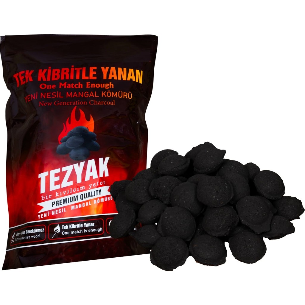 Tezyak Klasik Tek Kibritle Yanan Yeni Nesil Mangal Kömürü - Siyah - 1 Adet Diğer Fiyatı