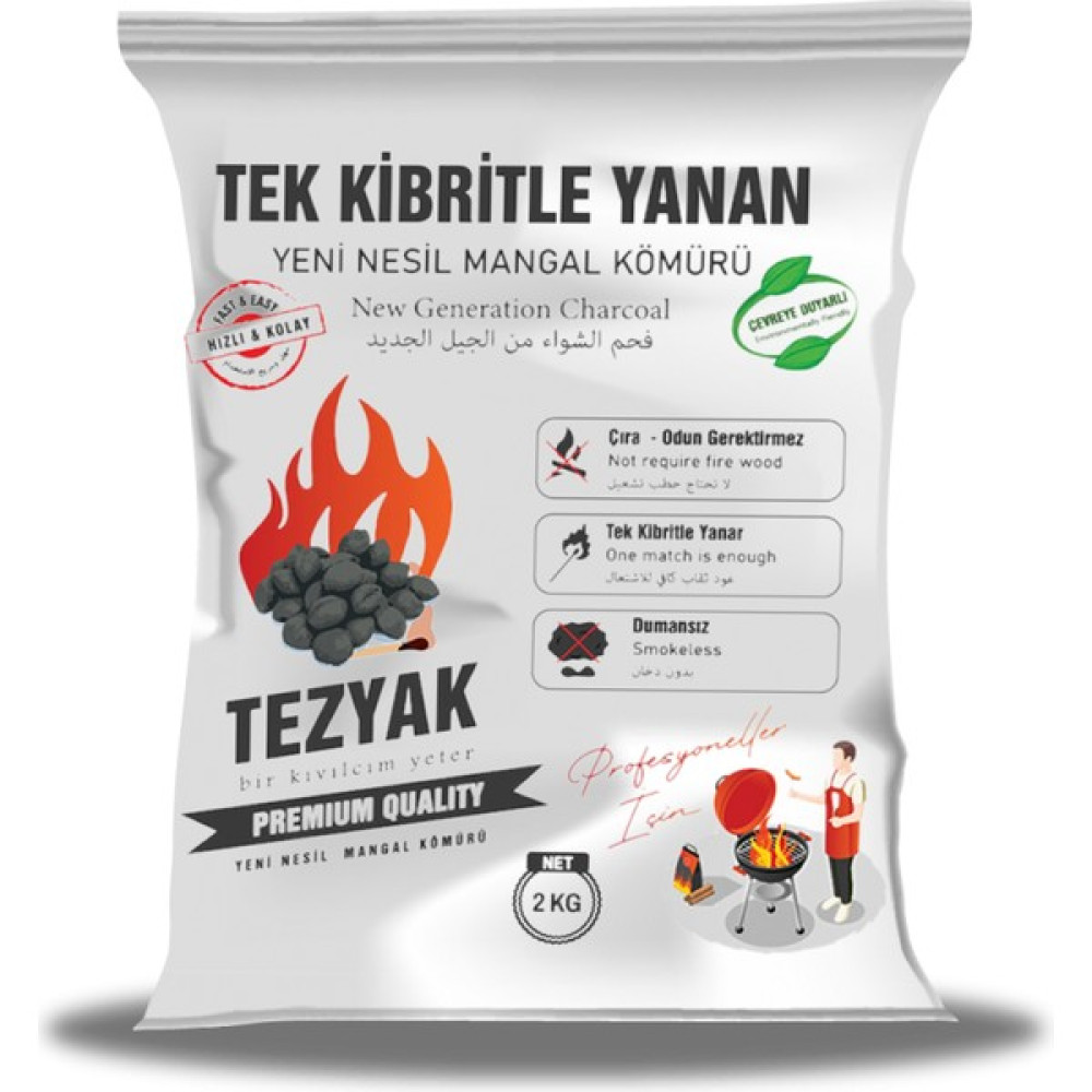 Tezyak Yeni Nesil Mangal Kömürü Profesyonel 2 Kg - Siyah - 1 Adet Mangal & Barbekü Malzemeleri Fiyatı