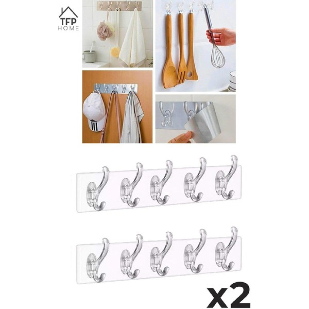TFP Home 5'li Kendinden Yapışkanlı Güç'lü Şeffaf Askılık Kapı Arkası Mutfak Askısı 5x2 Banyo Askılık Fiyatı