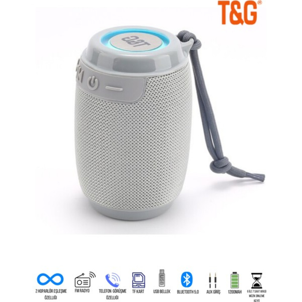 Tg Bluetooth Hoparlör Kablosuz Hoparlör Ses Bombası Extre Bass Yüksek Ses Ritim LED Işık - Gri Bluetooth Hoparlör Fiyatı