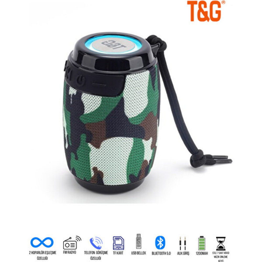 Tg Bluetooth Hoparlör Kablosuz Hoparlör Ses Bombası Extre Bass Yüksek Ses Ritim LED Işık - Kamuflaj Bluetooth Hoparlör Fiyatı