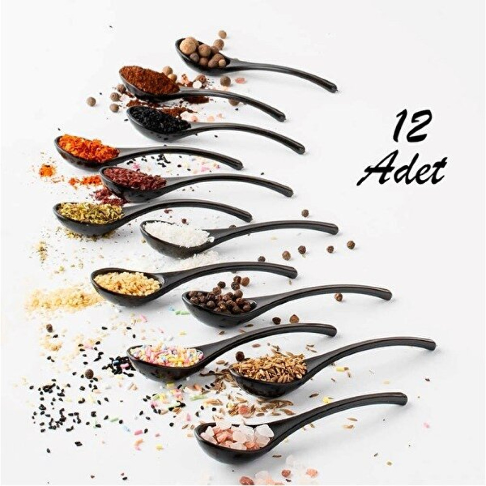 Tgr Home Mama Baharat Şeker Kaşığı Siyah 12 Adet Çatal / Kaşık / Bıçak Takımları Fiyatı
