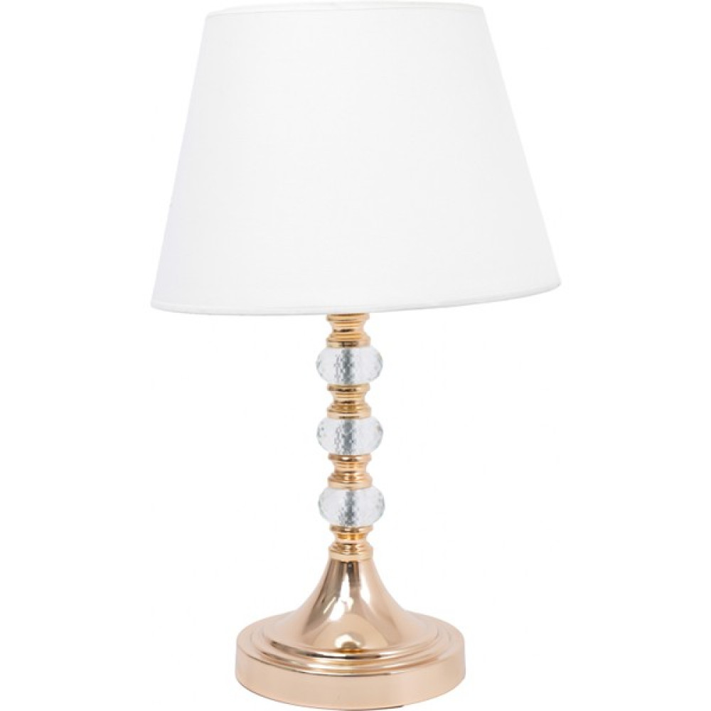 TH Toptancı Home TH-250036 - Gold Renk Metal Ayaklı Kristal Cam Abajur Masa Lambası - Krem Masa Lambası Fiyatı