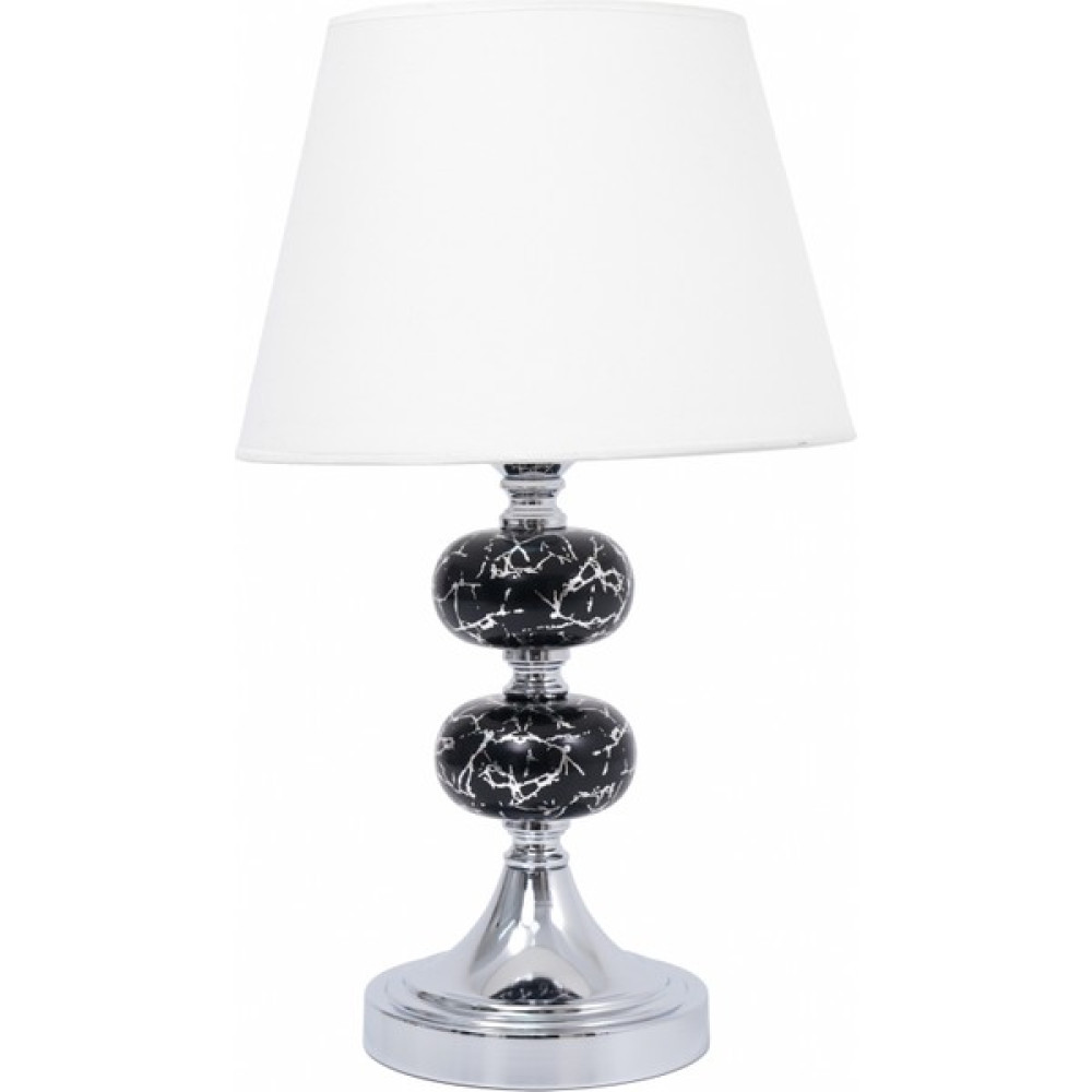 TH Toptancı Home TH-250062 - Krom Renk Metal Desenli Toplu Ayaklı Abajur Masa Lambası - Krem Masa Lambası Fiyatı