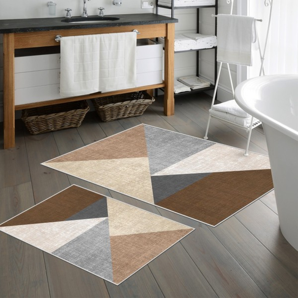 Thalia Home Kaymaz Taban Yıkanabilir 2'li Set Banyo Halısı Banyo Paspası Klozet - Bej Klozet Takımı Fiyatı
