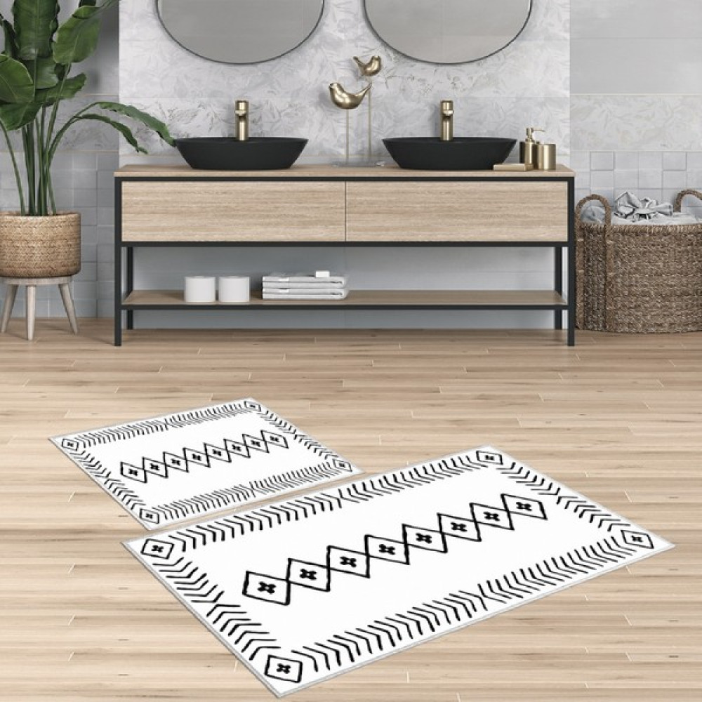 Thalia Home Talia Home Kaymaz Taban Yıkanabilir 2 Li 60X100 - 50X60 Klozet Takımı - 60 x 100 cm - Beyaz Klozet Takımı Fiyatı