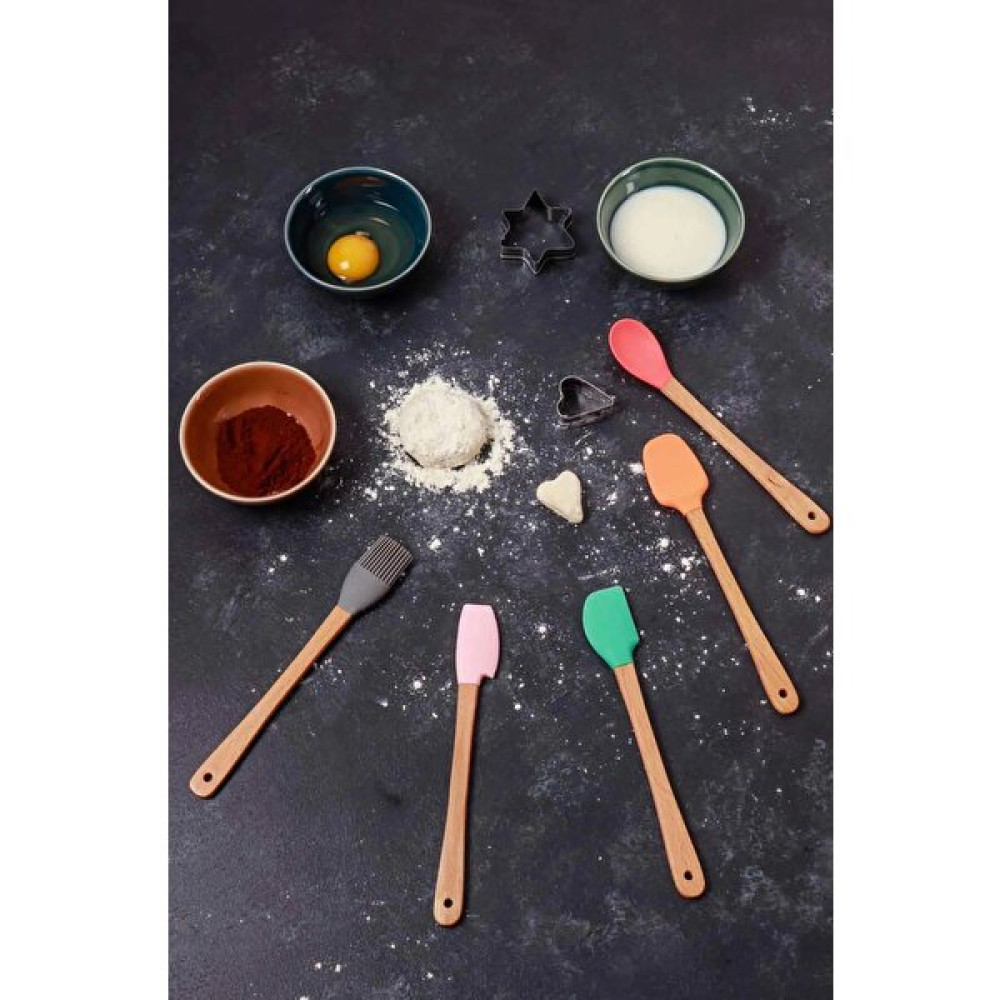 The Anabel 5 Parça Mini Silikon Spatula Kaşık Fırça Seti - High Quality - Bambu Saplı Mutfak Gereçleri Fiyatı