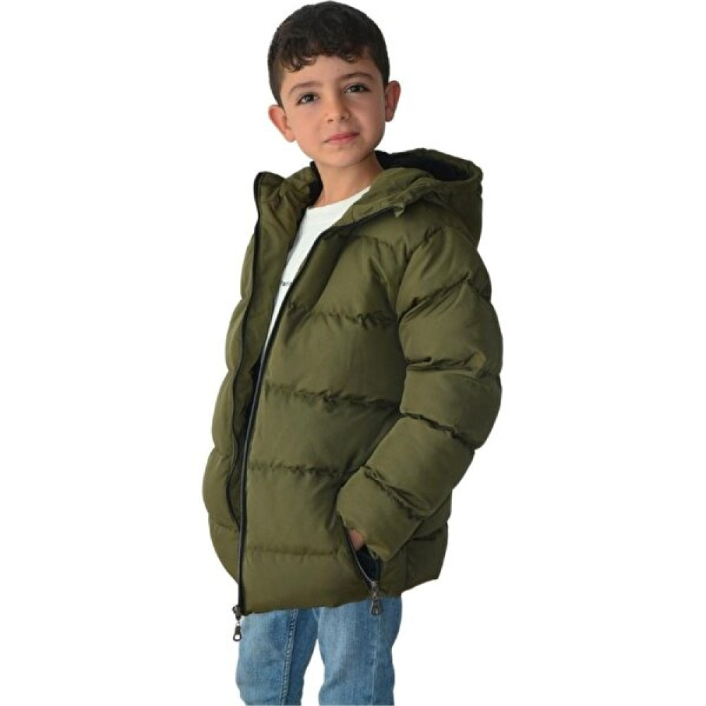 The Arslan Collection Erkek Çocuk Mont Su ve Rüzgar Geçirmez Içi Peluş Kalın Sabit Kapüşonlu Haki Çocuk Mont Erkek Çocuk Mont Fiyatı