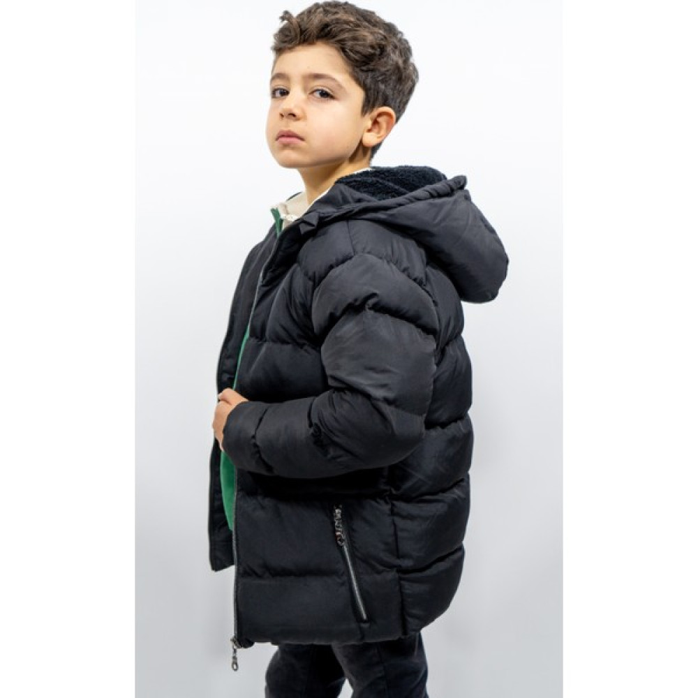 The Arslan Collection Erkek Çocuk Mont Su ve Rüzgar Geçirmez Içi Peluş Kalın Sabit Kapüşonlu Siyah Çocuk Mont Erkek Çocuk Mont Fiyatı