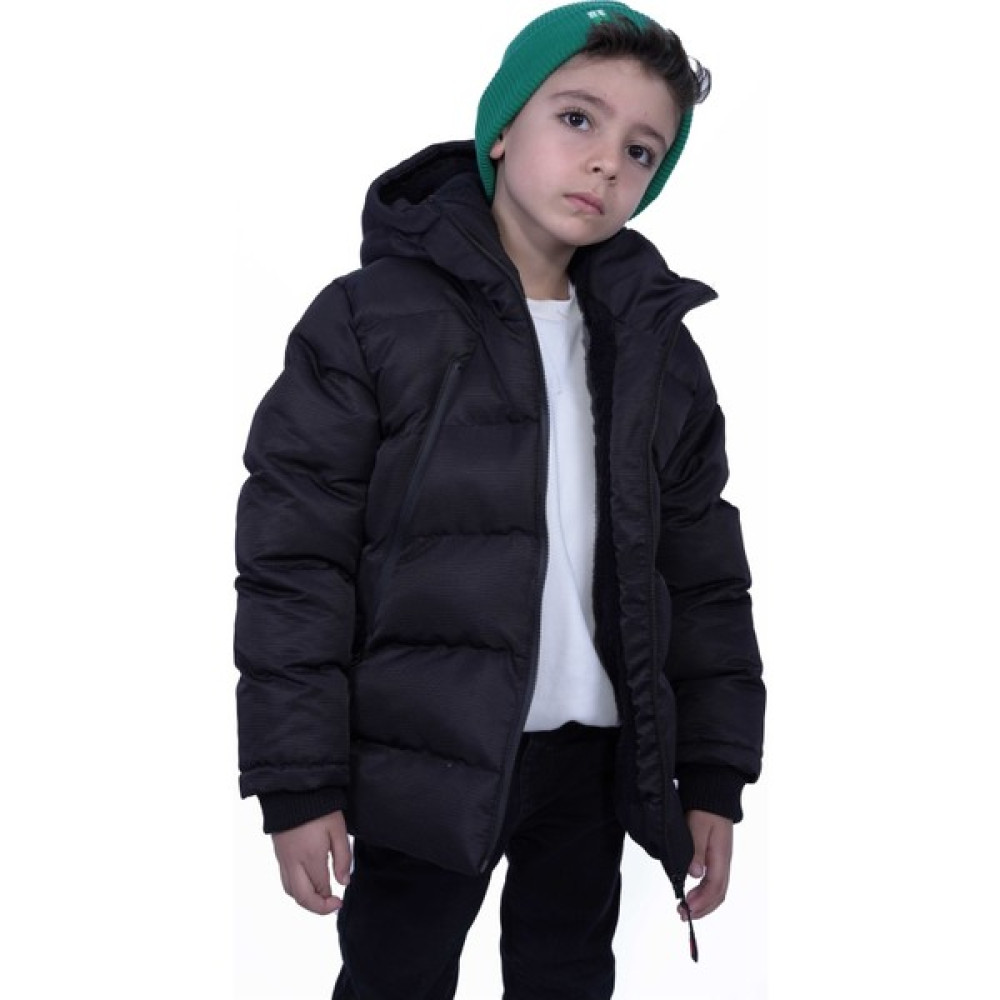 The Arslan Collection Siyah Erkek Çocuk Mont Kürklü Peluş Astarlı Sabit Kapüşonlu Siyah Çocuk Mont Erkek Çocuk Mont Fiyatı