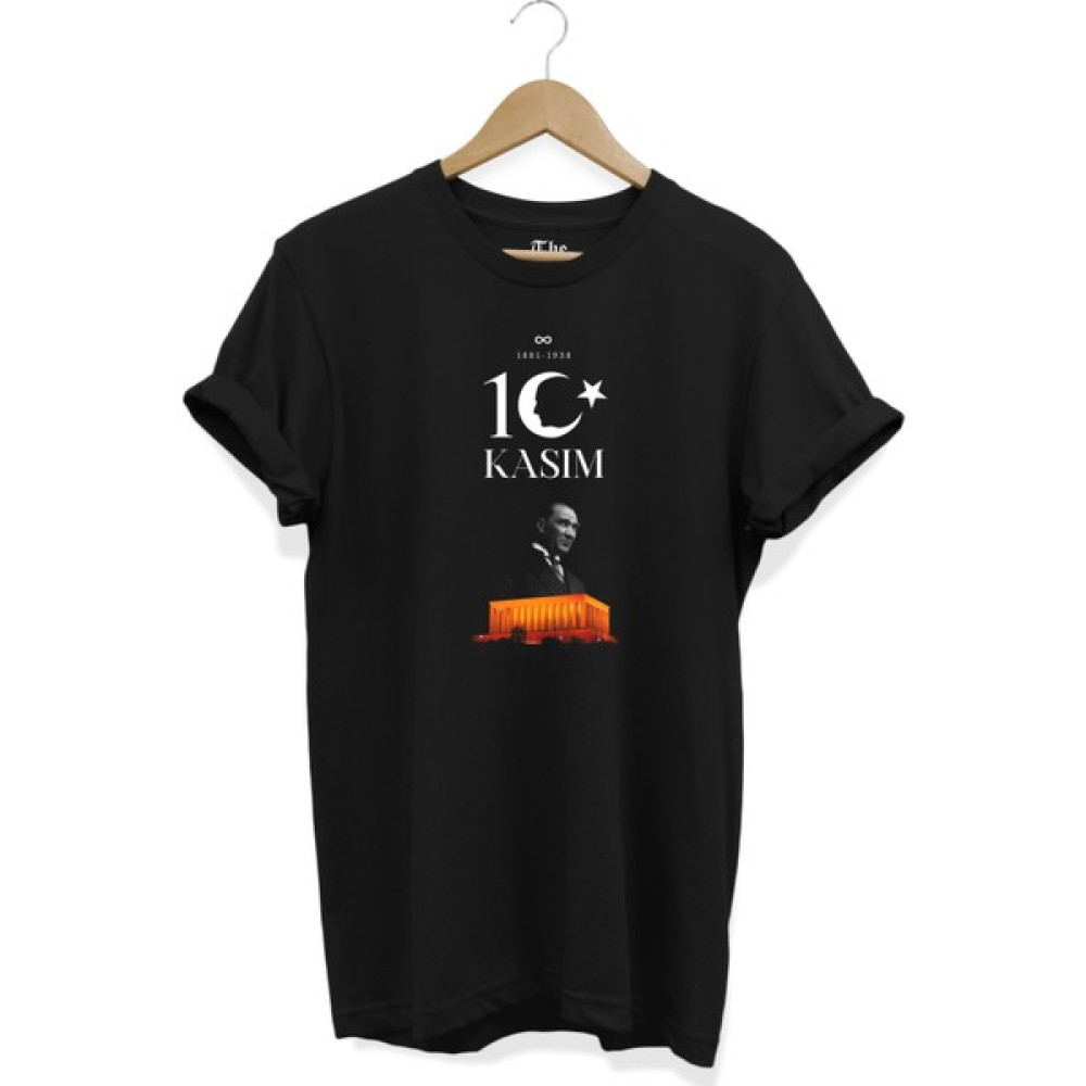 The Baski 10 Kasım Atatürk Anıtkabir Türk Bayrağı Baskılı %100 Pamuk Siyah Tişört Bayan T-shirt Fiyatı