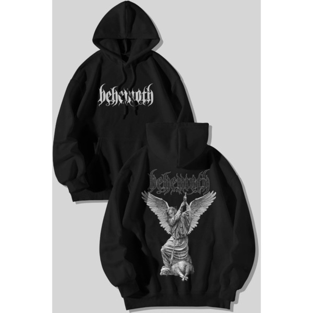 The Baski Behemont Cool Tasarım Sırt Baskılı Pamuk Içi Polar Siyah Sweatshirt Erkek Sweatshirt Fiyatı