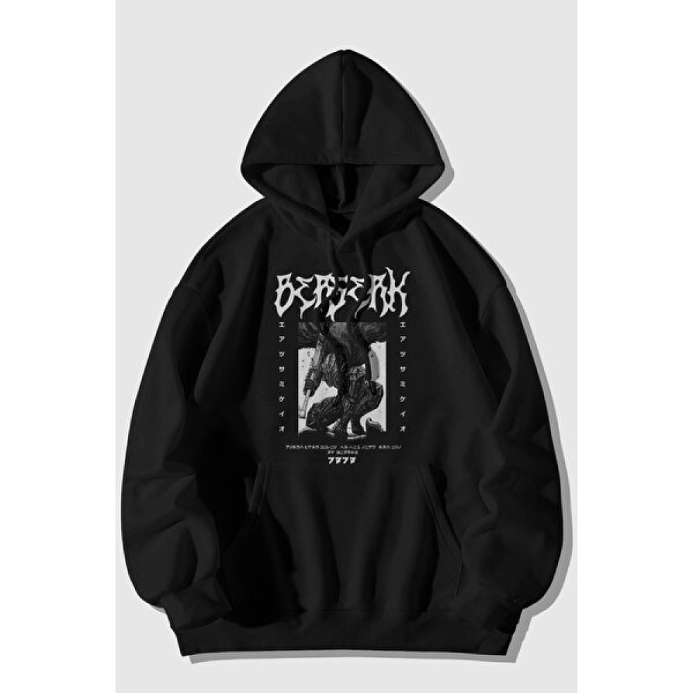 The Baski Berserk Anime Manga Baskılı Pamuk Içi Polar Premium Siyah Sweatshirt Erkek Sweatshirt Fiyatı