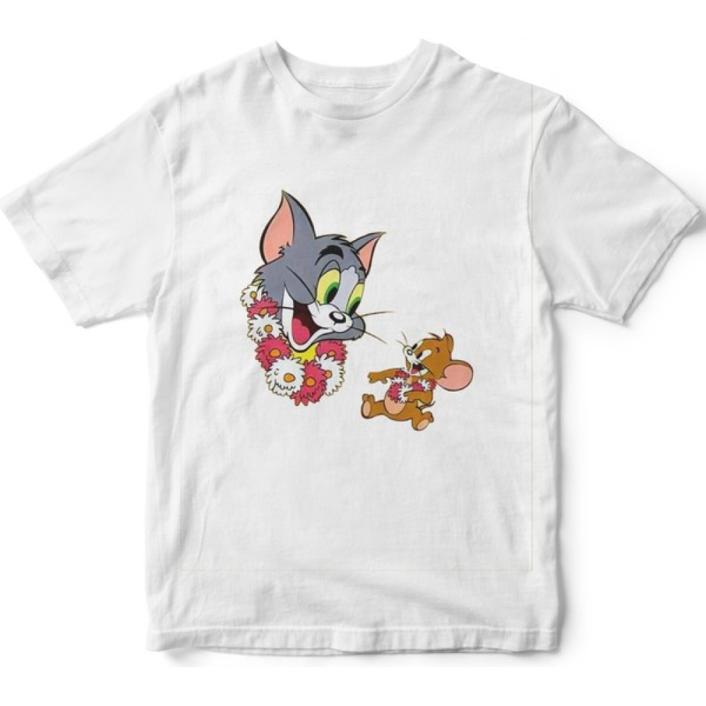 The Baskı Beyaz Tom ve Jerry Baskılı Çocuk T-Shirt Erkek Çocuk T-shirt Fiyatı
