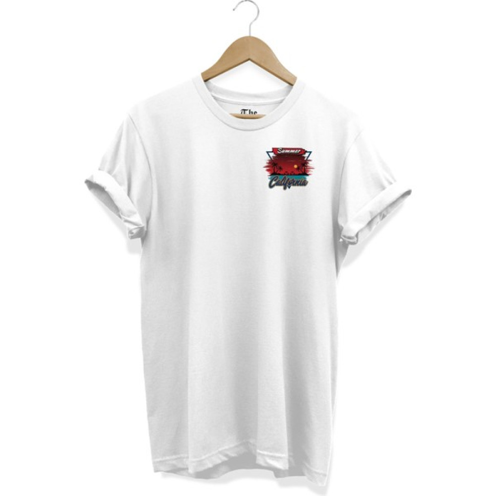 The Baskı Beyaz Unisex Vintage California Baskılı Kısa Kollu T-Shirt Erkek T-shirt Fiyatı