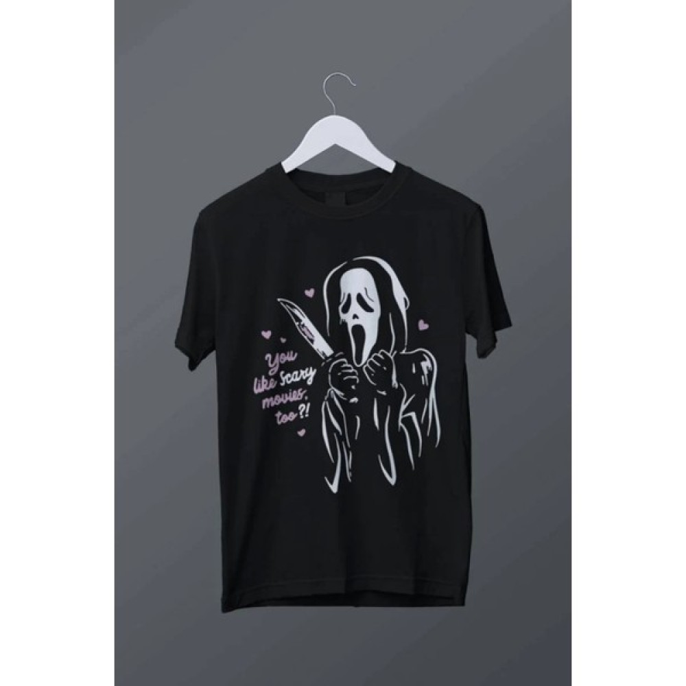 The Baski Siyah Korku Filmi Sever Misin Baskılı Tişört Bayan T-shirt Fiyatı