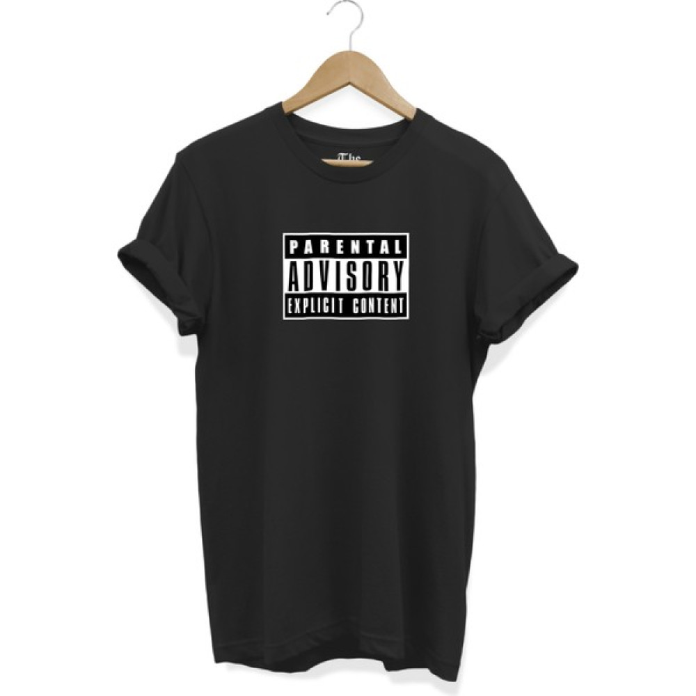 The Baskı Siyah Unisex Parental Advisory Baskılı Kısa Kollu T-Shirt Erkek T-shirt Fiyatı