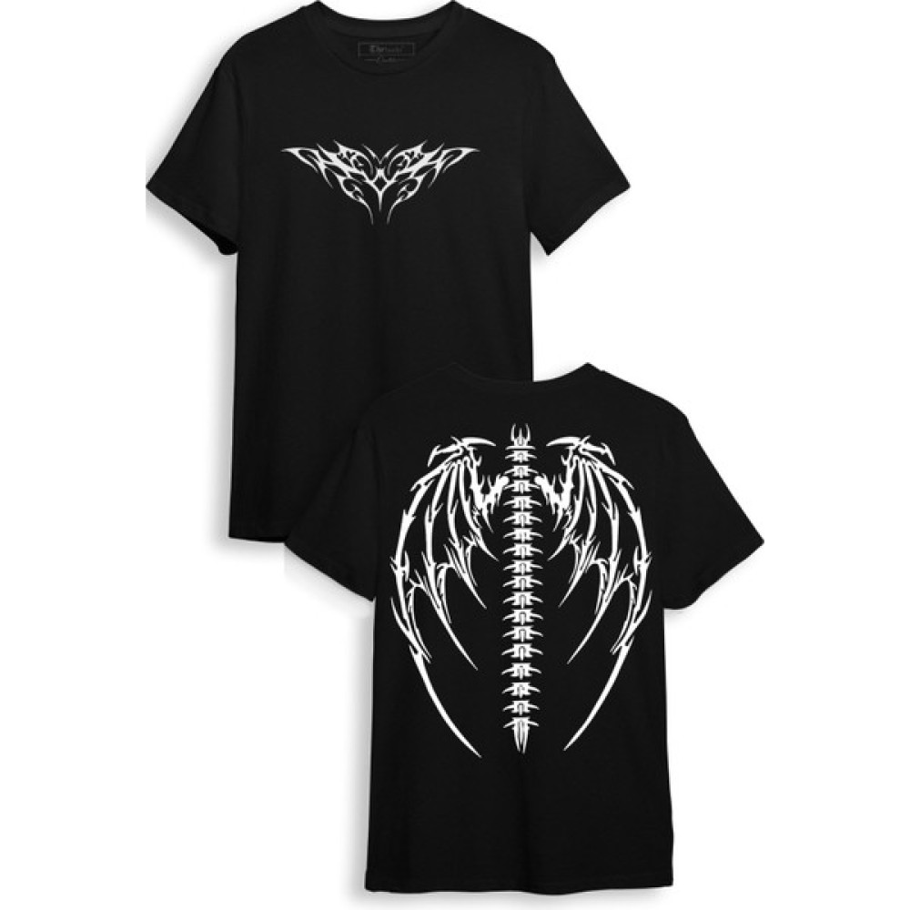 The Baski Street Wear Gothic Sokak Stili Tasarım Baskılı Pamuk Premium Siyah Tişört Bayan T-shirt Fiyatı