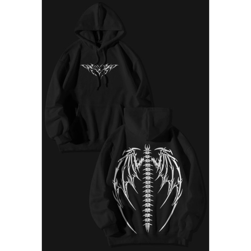 The Baski Street Wear Tasarım Sırt Baskılı Içi Polar Siyah Sweatshirt Erkek Sweatshirt Fiyatı