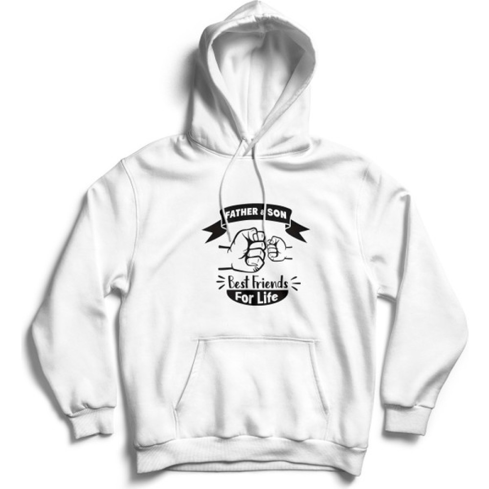 The Baskı Unisex Beyaz Baba ve Oğul Babalar Günü Baskılı Kanguru Cepli Sweatshirt Erkek Sweatshirt Fiyatı