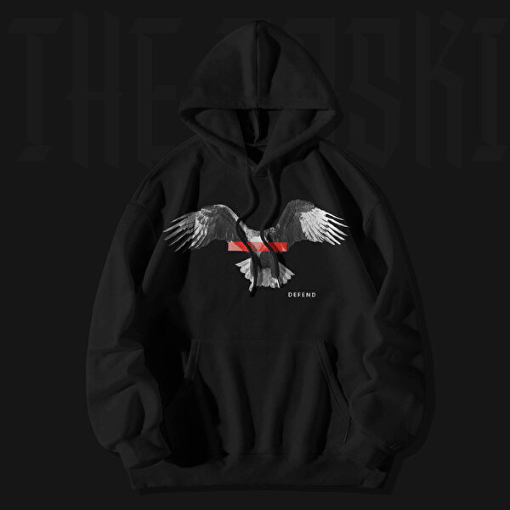 The Baski Unisex Siyah Kartal Beşiktaş Defend Baskılı Kanguru Cepli Sweatshirt Erkek Sweatshirt Fiyatı