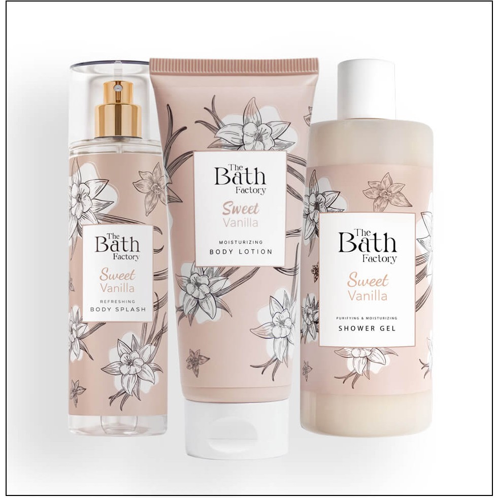 The Bath Factory Vanilyalı Cilt Bakım Seti: Duş Jeli 400 ml, Vücut Losyonu 200 ml, Vücut Spreyi 200 ml Diğer Fiyatı