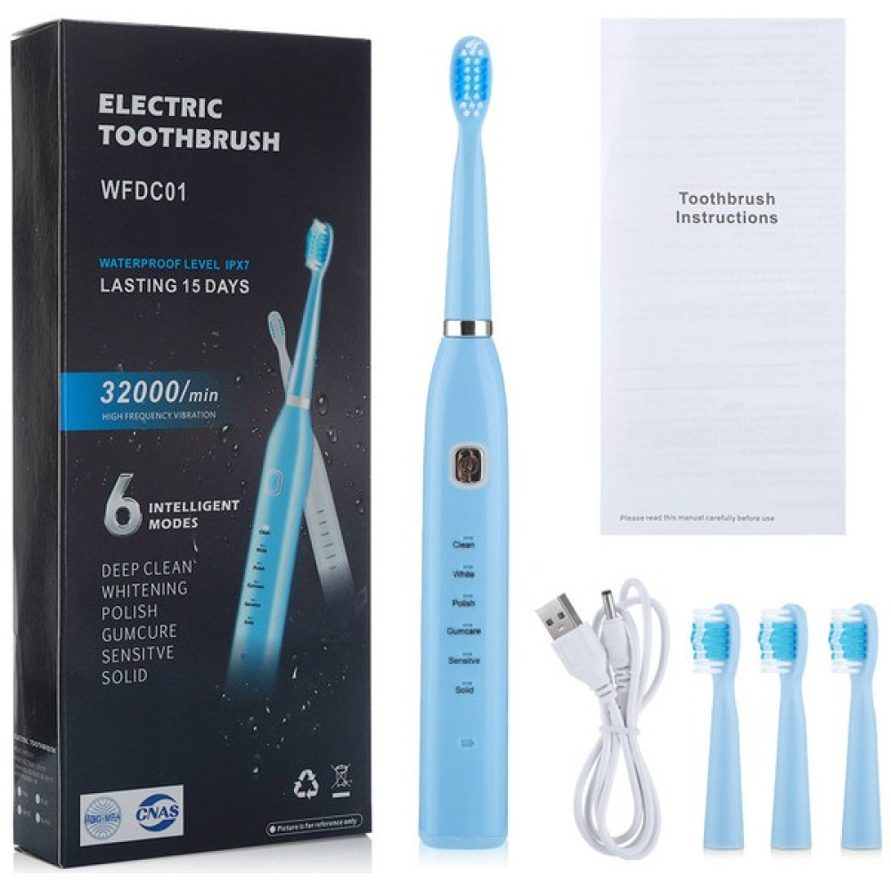 The Beauty Shop Elektrikli Diş Fırçası USB Şarj Edilebilir Profesyonel 6 Mod 6 Hız Diş Bakımı (Yurt Dışından) - Mavi Şarjlı Diş Fırçası ve Aksesuarları Fiyatı