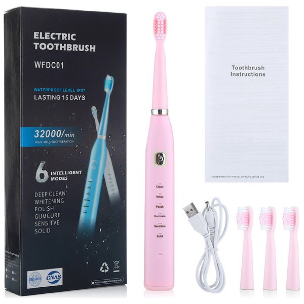 The Beauty Shop Elektrikli Diş Fırçası USB Şarj Edilebilir Profesyonel 6 Mod 6 Hız Diş Bakımı (Yurt Dışından) - Pembe Şarjlı Diş Fırçası ve Aksesuarları Fiyatı