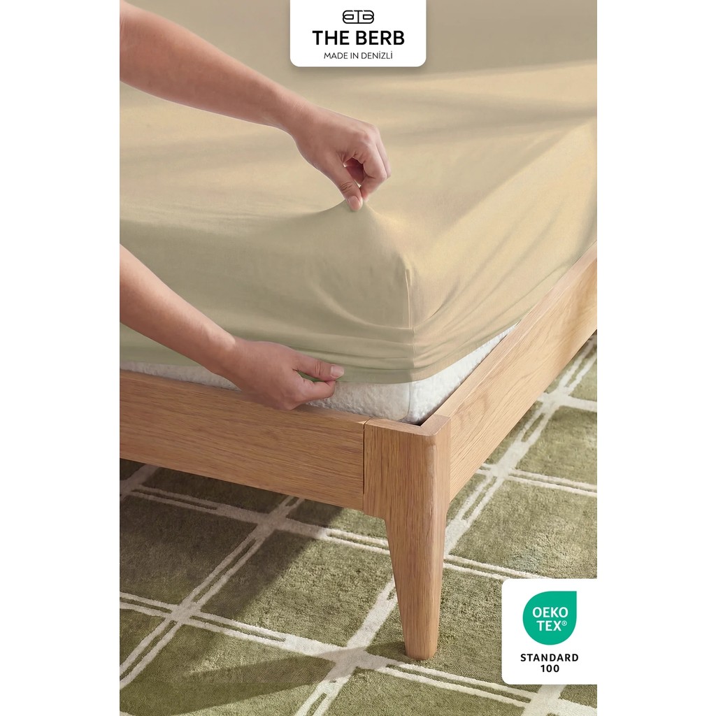 The Berb | %100 Pamuklu | Tek/çift Kişilik Lastikli Çarşaf | Penye Çarşaf | Fitted Jersey - 160x200 - Bej Çarşaf Fiyatı
