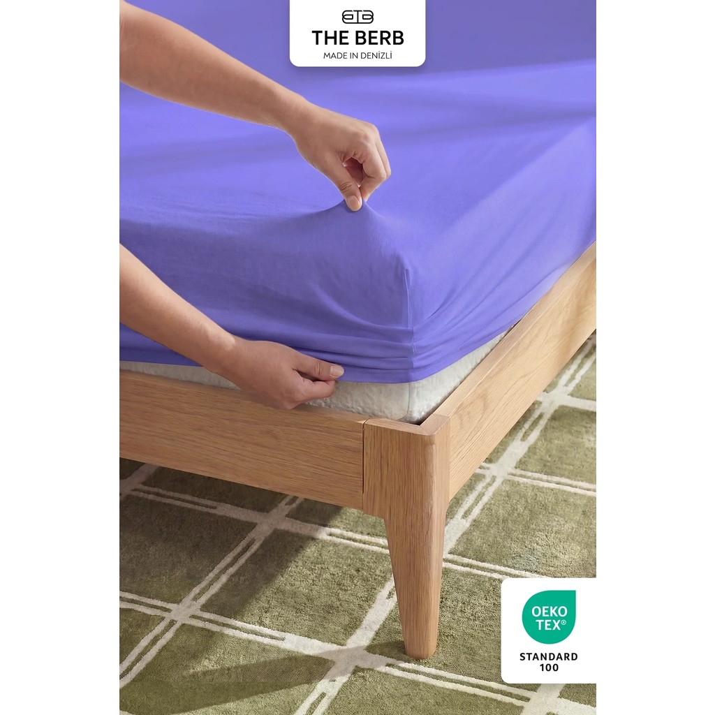 The Berb | %100 Pamuklu | Tek/çift Kişilik Lastikli Çarşaf | Penye Çarşaf | Fitted Jersey - 160x200 - Lila Çarşaf Fiyatı