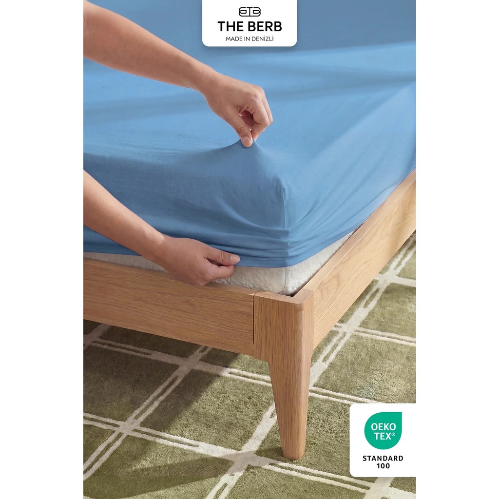 The Berb | %100 Pamuklu | Tek/çift Kişilik Lastikli Çarşaf | Penye Çarşaf | Fitted Jersey - 180x200 - Bebe Mavisi Çarşaf Fiyatı