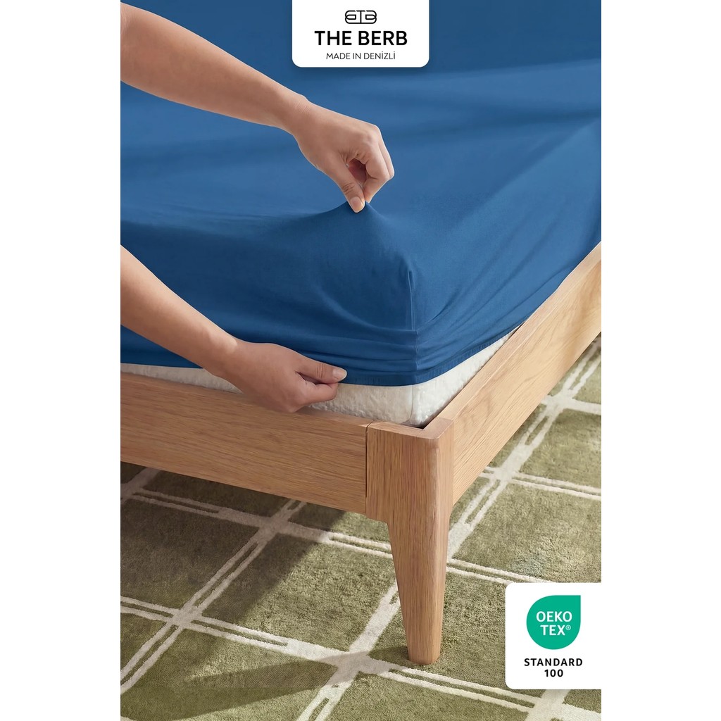 The Berb | %100 Pamuklu | Tek/çift Kişilik Lastikli Çarşaf | Penye Çarşaf | Fitted Jersey - 180x200 - Lacivert Çarşaf Fiyatı