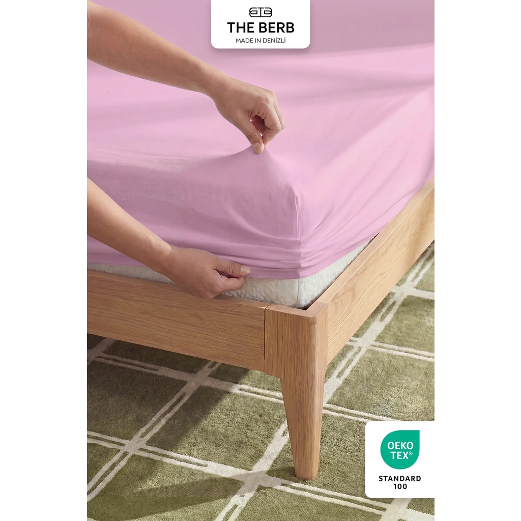 The Berb | %100 Pamuklu | Tek/çift Kişilik Lastikli Çarşaf | Penye Çarşaf | Fitted Jersey - 180x200 - Pembe Çarşaf Fiyatı