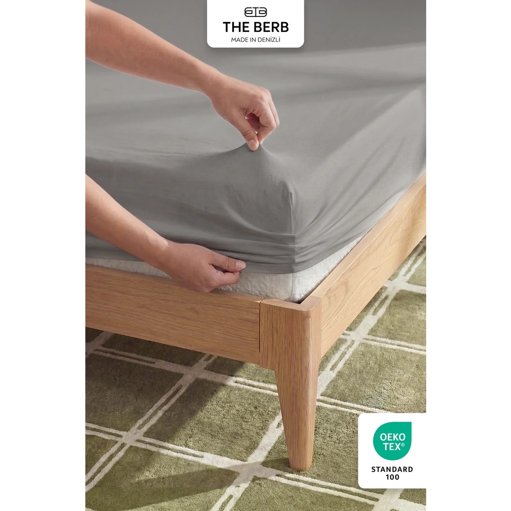 The Berb | %100 Pamuklu | Tek/çift Kişilik Lastikli Çarşaf | Penye Çarşaf | Fitted Jersey - 180x200 - Vizon Çarşaf Fiyatı