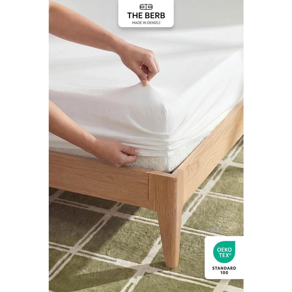 The Berb | %100 Pamuklu | Tek/çift Kişilik Lastikli Çarşaf | Penye Çarşaf | Fitted Jersey - 200x200 - Beyaz Çarşaf Fiyatı