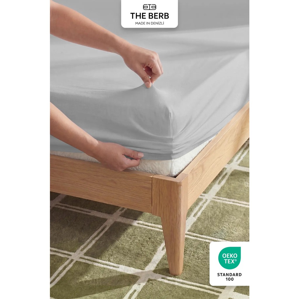 The Berb | %100 Pamuklu | Tek/çift Kişilik Lastikli Çarşaf | Penye Çarşaf | Fitted Jersey - Açık Gri - 160x200 Çarşaf Fiyatı