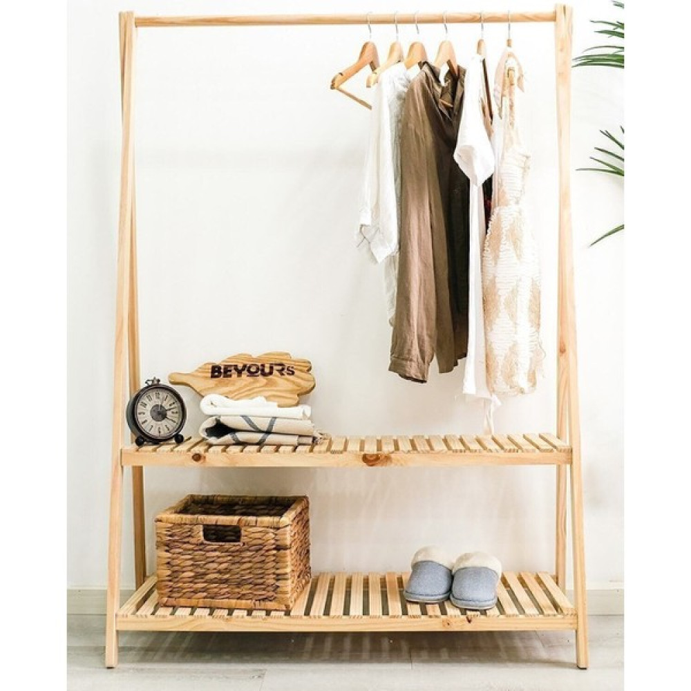 The Best Shopping He Best Shopping Konfeksiyon Elbise Askılık Iki Raflı 148 x 106 cm - Kahverengi Vestiyer Fiyatı