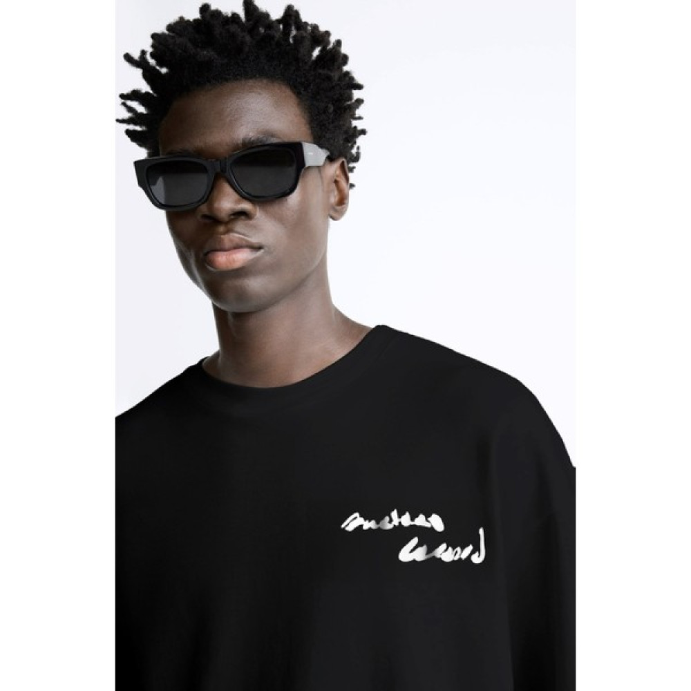 The Champ Bisiklet Yaka Bay Light Son Light Baskılı Siyah Oversize Erkek T-Shirt Erkek T-shirt Fiyatı